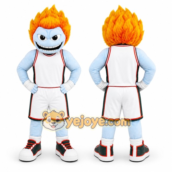 Blue Flaming Basketball Player Mascot Costume for Sports Events