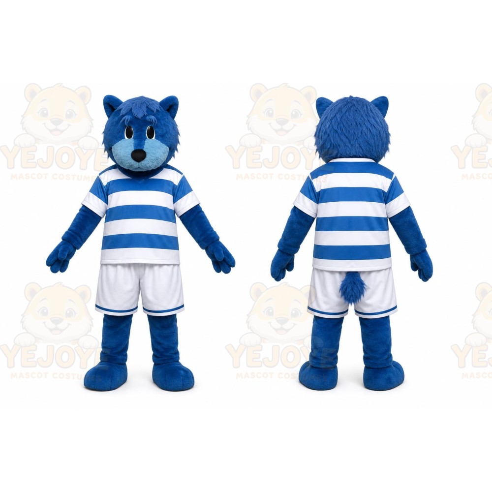 Blue Cat Mascot Costume for Sports Events