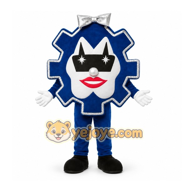 Blue Gear Character Mascot Costume for Corporate Events