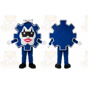 Blue Gear Character Mascot Costume for Corporate Events