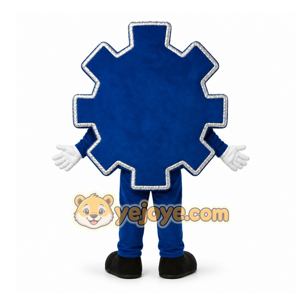 Blue Gear Character Mascot Costume for Corporate Events Blue Gear Character Mascot Costume for Corporate Events