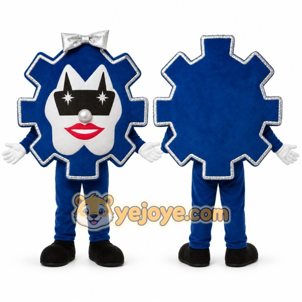 Blue Gear Character Mascot Costume for Corporate Events