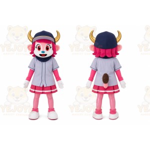 Pink Bull Mascot Costume for School Events