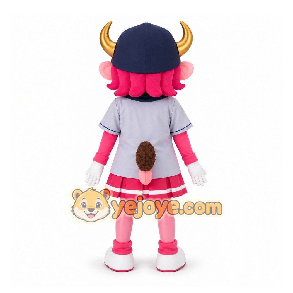Pink Bull Mascot Costume for School Events Pink Bull Mascot Costume for School Events