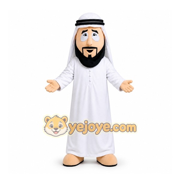 White Man In Traditional Middle Eastern Attire Mascot Costume for Events and Promotions