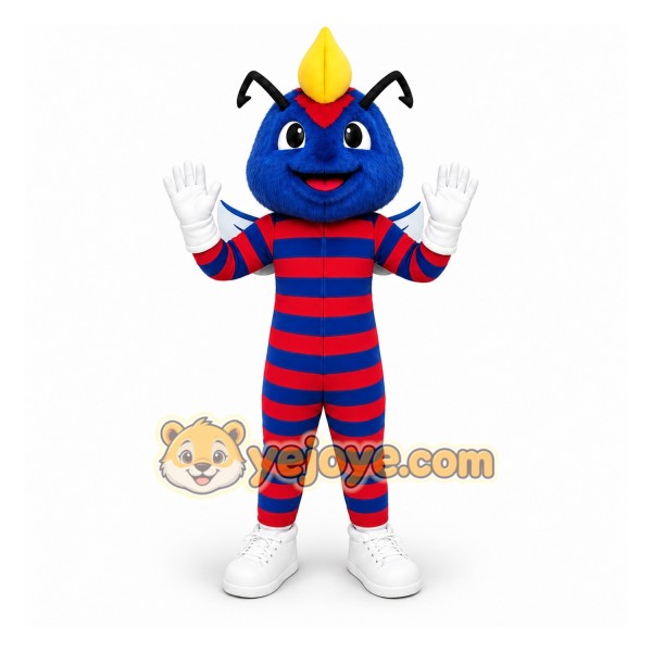 Blue Insect Mascot Costume for Sports Events