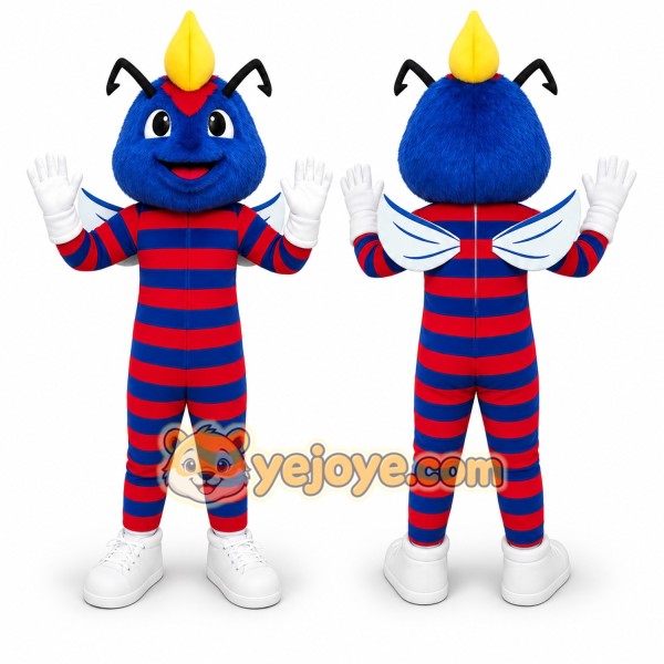 Blue Insect Mascot Costume for Sports Events