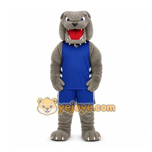 Gray Bulldog Mascot Costume for Sports Events