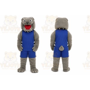 Gray Bulldog Mascot Costume for Sports Events
