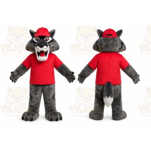 Gray Wolf Mascot Costume for Sports Events