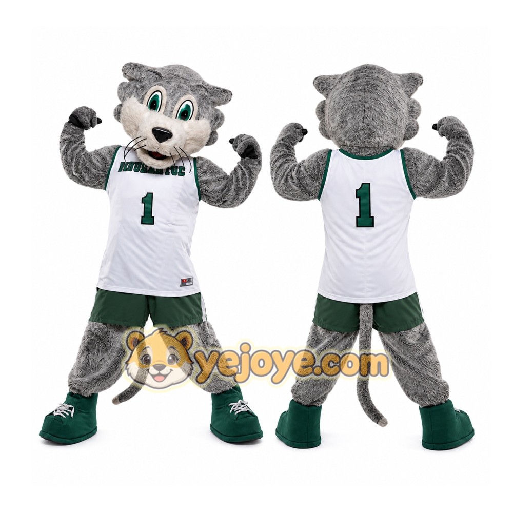 Gray Wildcat Mascot Costume for Sports Events Gray Wildcat Mascot Costume for Sports Events