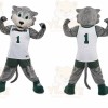Gray Wildcat Mascot Costume for Sports Events