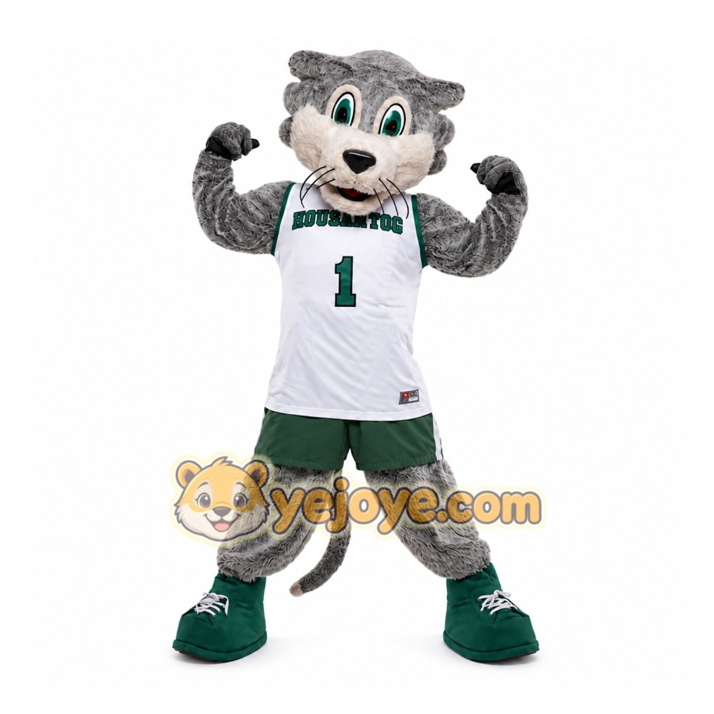 Gray Wildcat Mascot Costume for Sports Events Gray Wildcat Mascot Costume for Sports Events