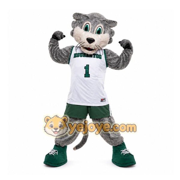 Gray Wildcat Mascot Costume for Sports Events Gray Wildcat Mascot Costume for Sports Events
