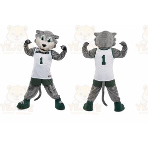 Gray Wildcat Mascot Costume for Sports Events