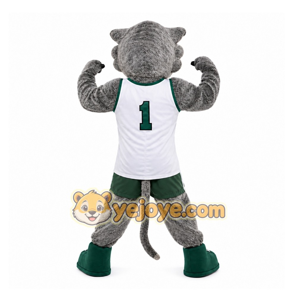 Gray Wildcat Mascot Costume for Sports Events Gray Wildcat Mascot Costume for Sports Events