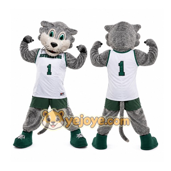 Gray Wildcat Mascot Costume for Sports Events