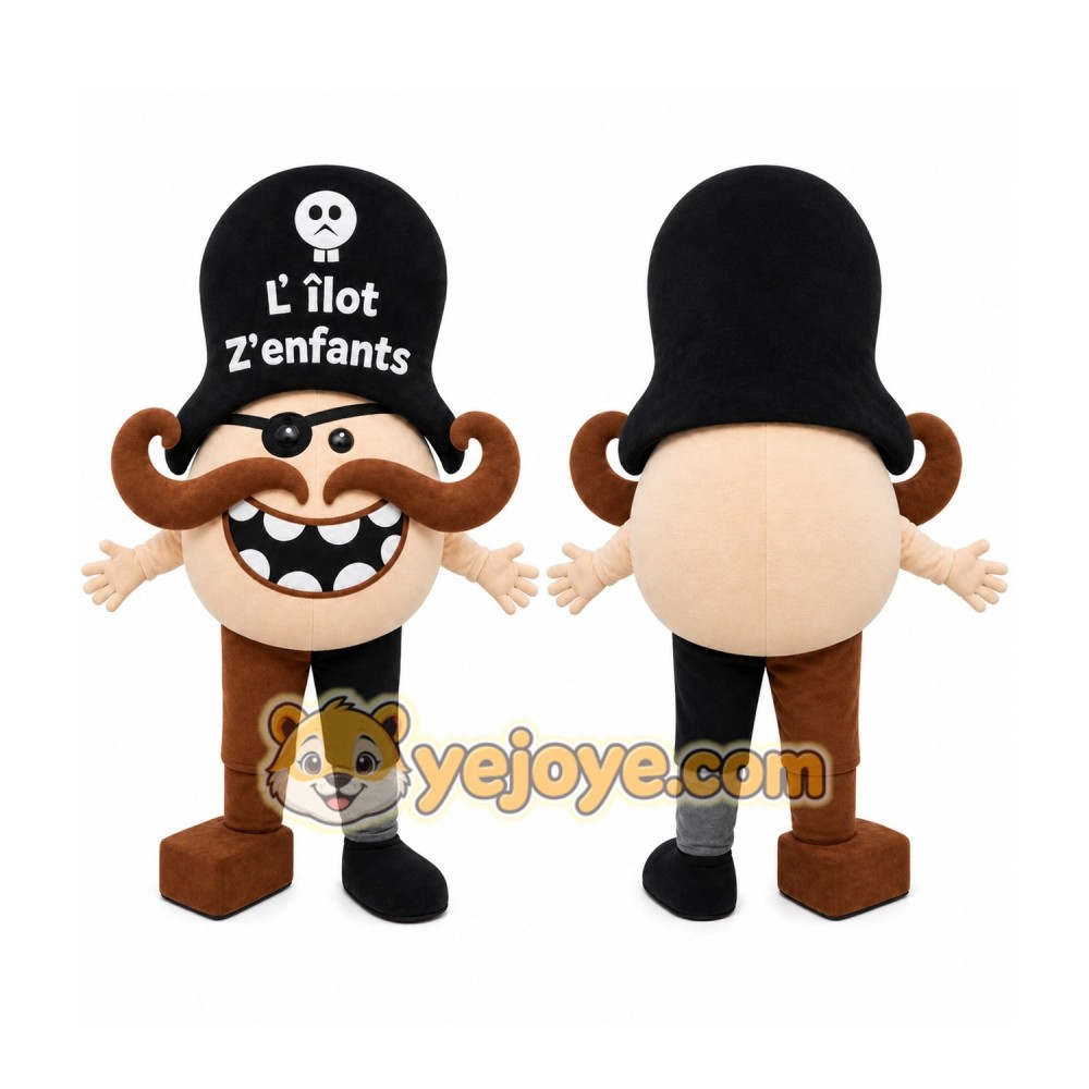 Black Pirate Mascot Costume for Children's Events Black Pirate Mascot Costume for Children's Events