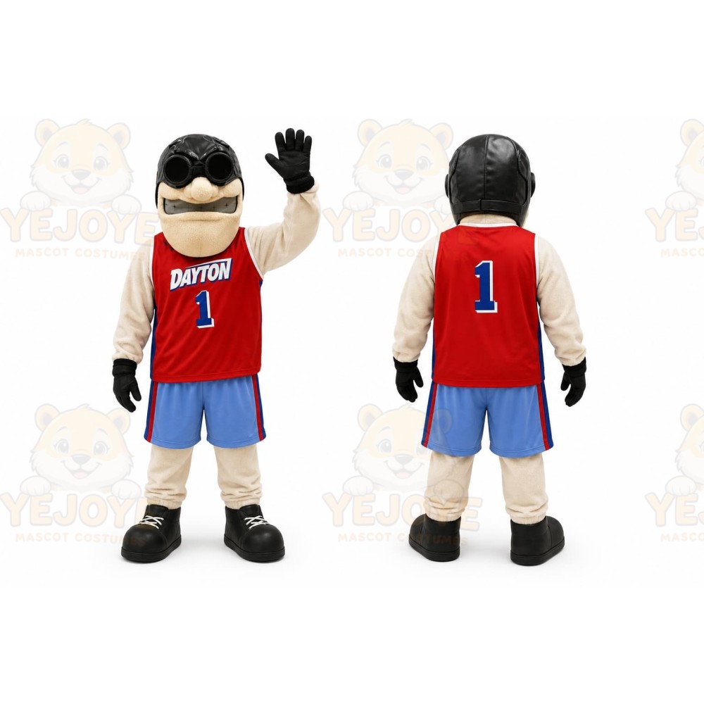 Beige Pilot Mascot Costume for Sports Events