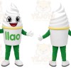 White Frozen Yogurt Cup Mascot Costume for Restaurant Promotions