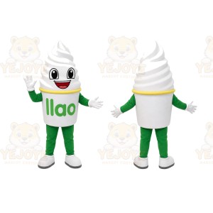 White Frozen Yogurt Cup Mascot Costume for Restaurant Promotions