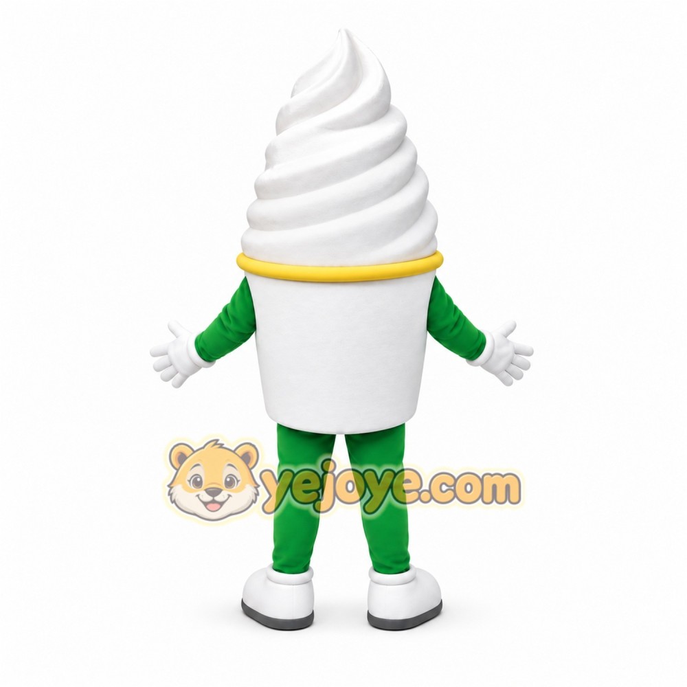 White Frozen Yogurt Cup Mascot Costume for Restaurant Promotions White Frozen Yogurt Cup Mascot Costume for Restaurant Promotions