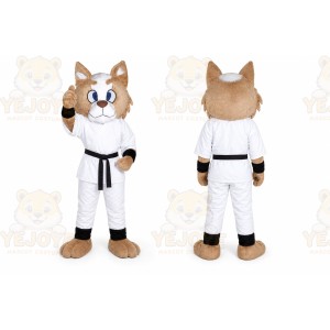 White Cat In Martial Arts Uniform Mascot Costume for School Events