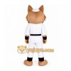 White Cat In Martial Arts Uniform Mascot Costume for School Events White Cat In Martial Arts Uniform Mascot Costume for School Events