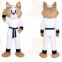 White Cat In Martial Arts Uniform Mascot Costume for School Events