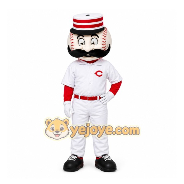 White Baseball With Mustache Mascot Costume for Sports Events
