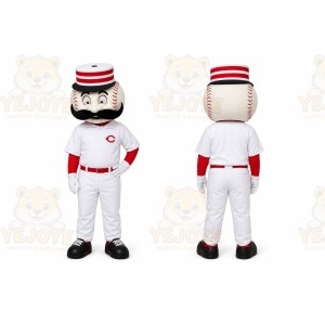 White Baseball With Mustache Mascot Costume for Sports Events