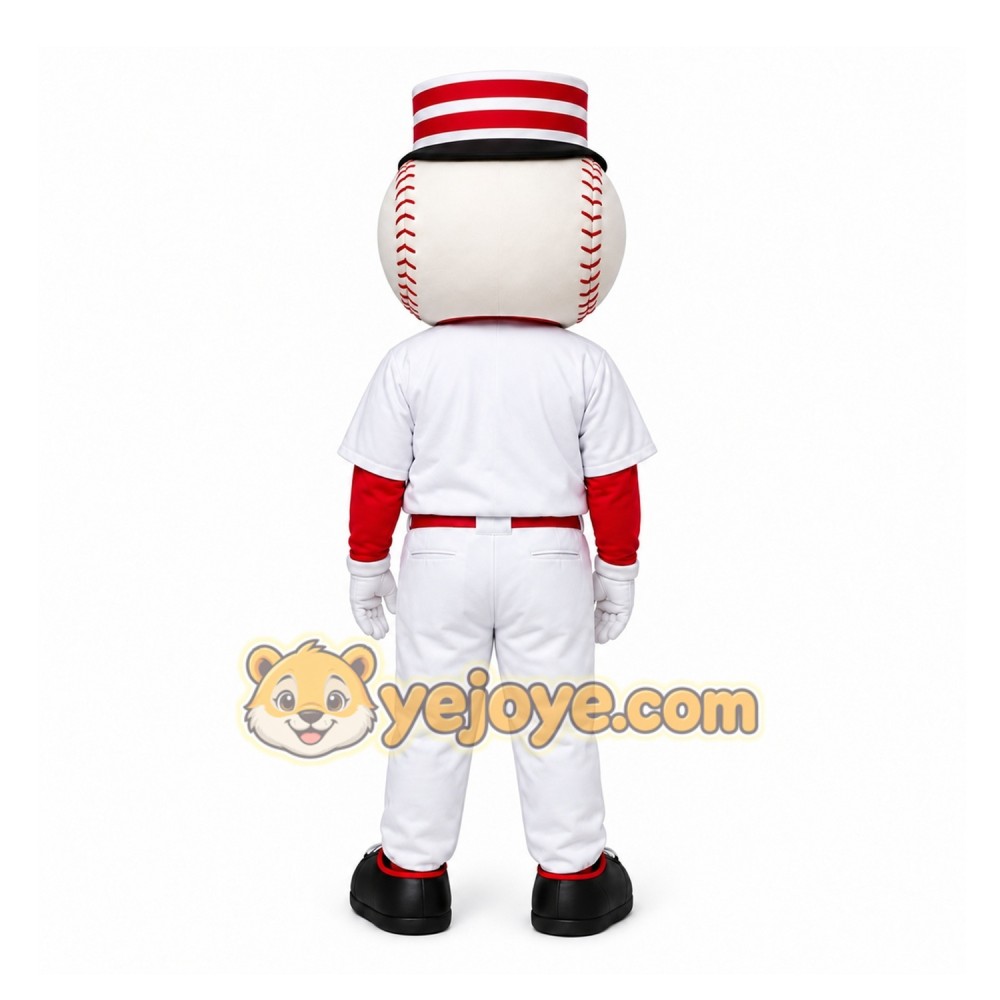 White Baseball With Mustache Mascot Costume for Sports Events White Baseball With Mustache Mascot Costume for Sports Events