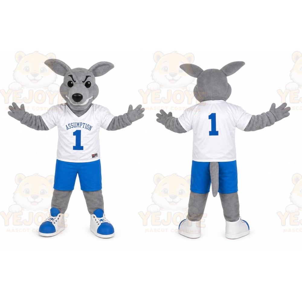 Gray Kangaroo Mascot Costume for Sports Events