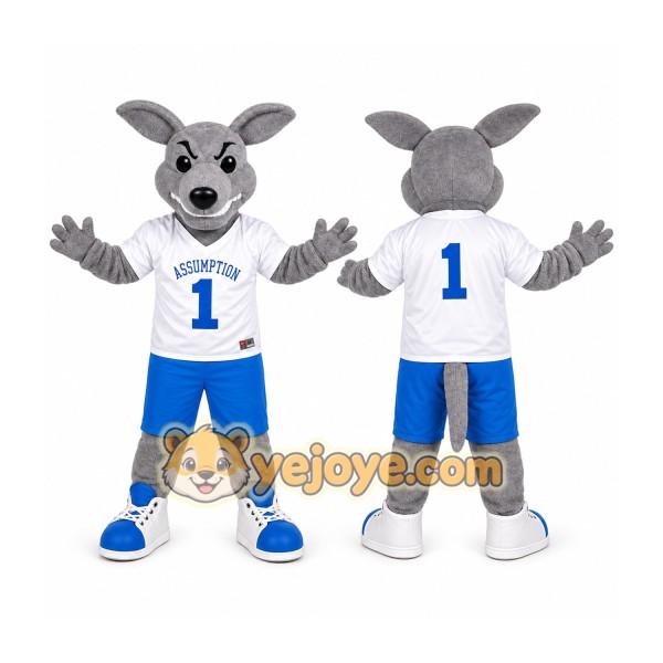 Gray Hound Dog Mascot Costume for Sports Events