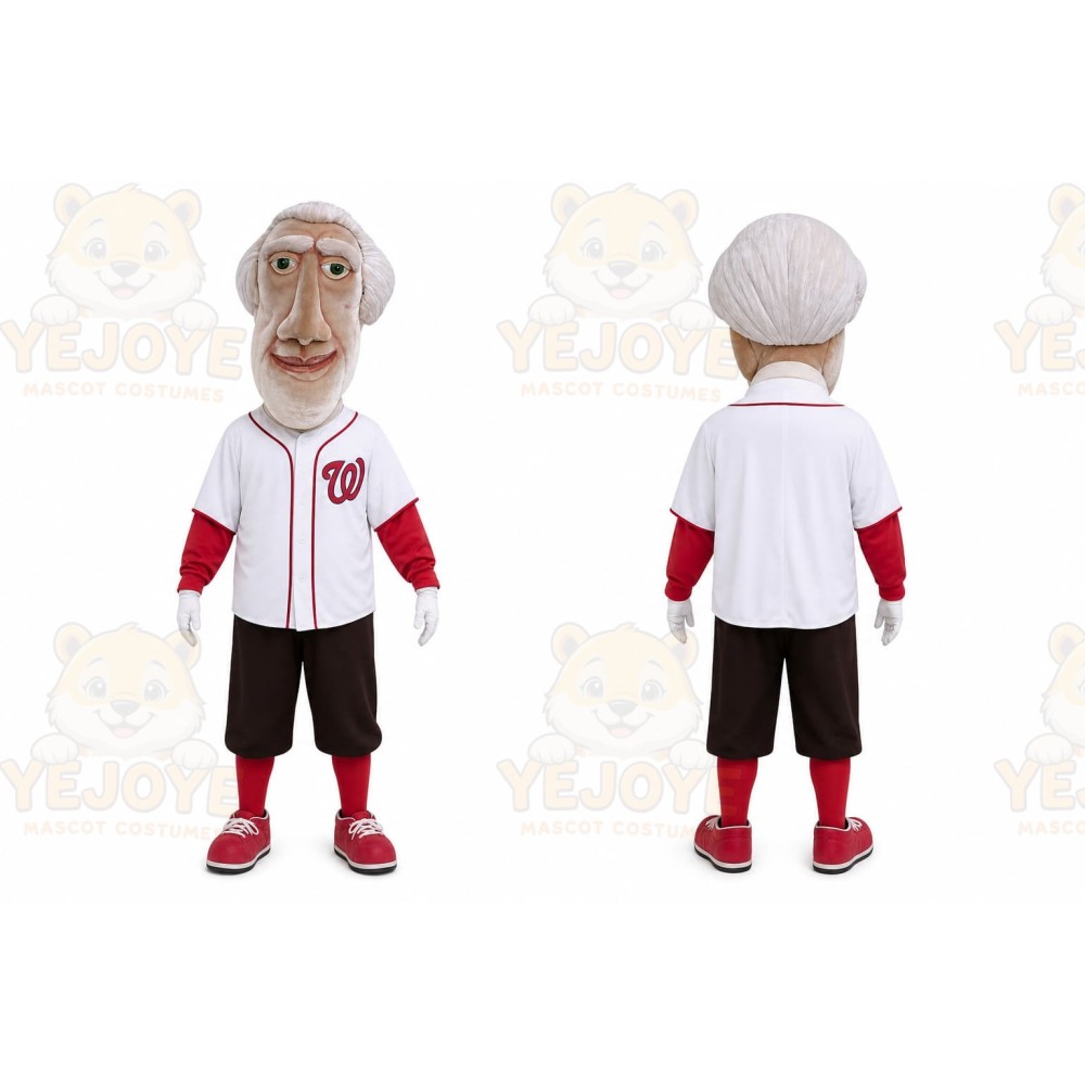 White Historical Figure Mascot Costume for Sports Events