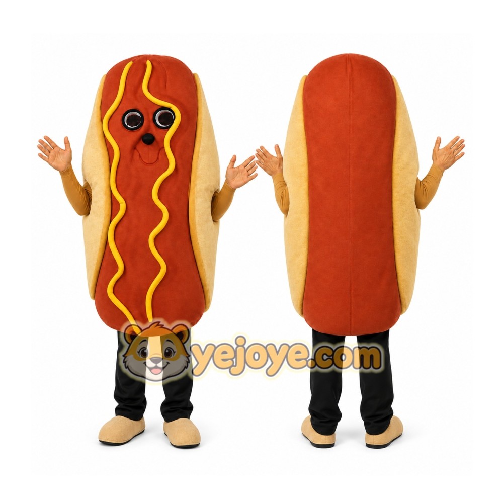Brown Hot Dog Mascot Costume for Restaurant Promotions Brown Hot Dog Mascot Costume for Restaurant Promotions