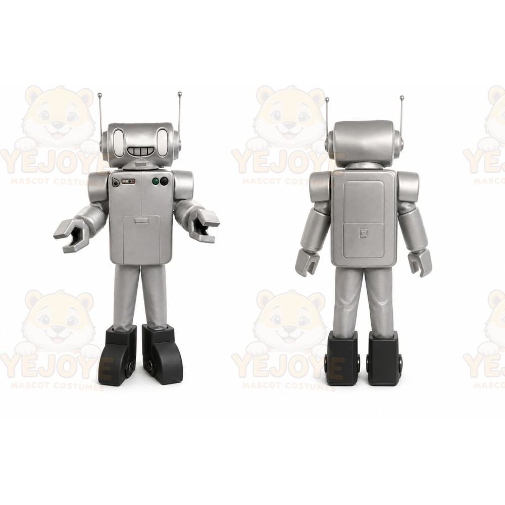Silver Robot Mascot Costume for Events and Promotions