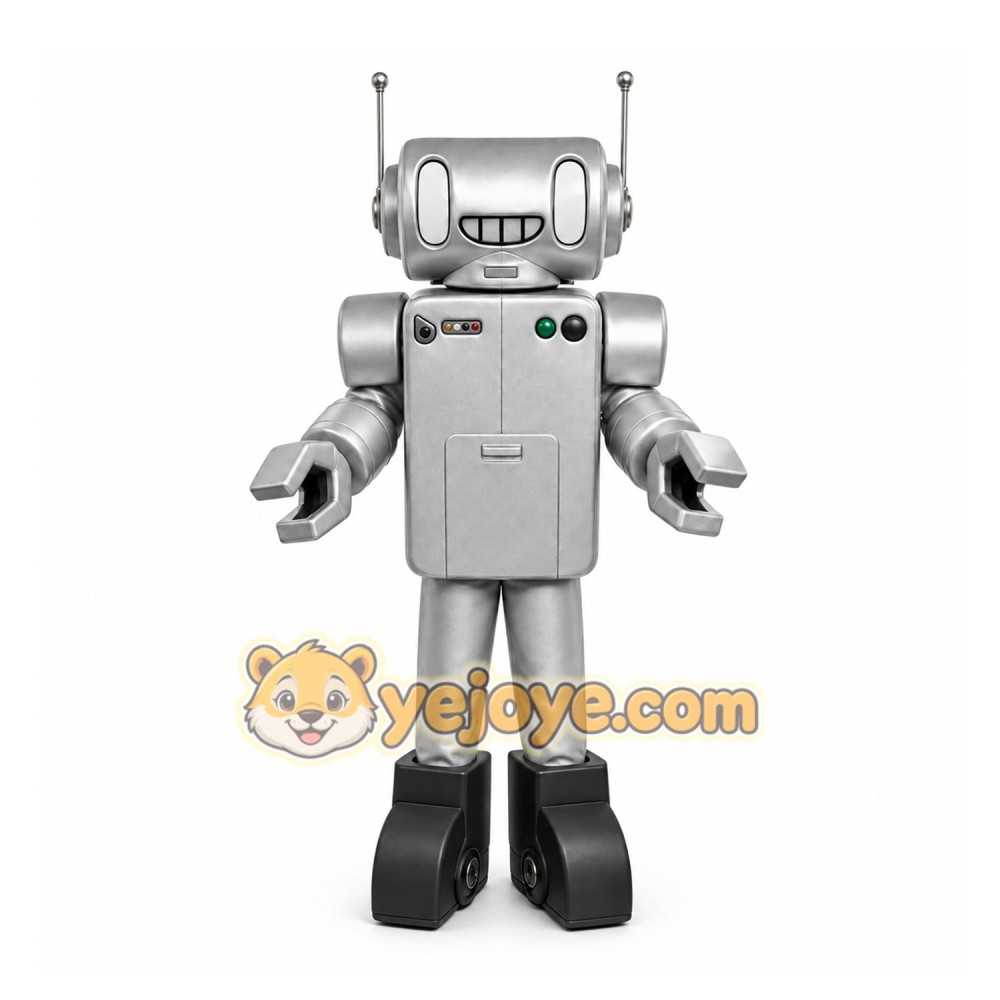 Silver Robot Mascot Costume for Events and Promotions Silver Robot Mascot Costume for Events and Promotions