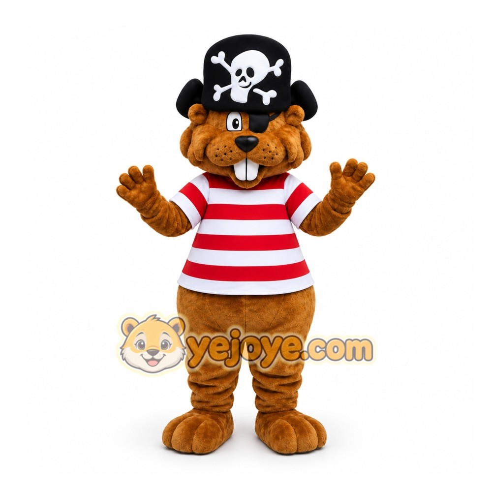 Brown Beaver Pirate Mascot Costume for Children's Events Brown Beaver Pirate Mascot Costume for Children's Events