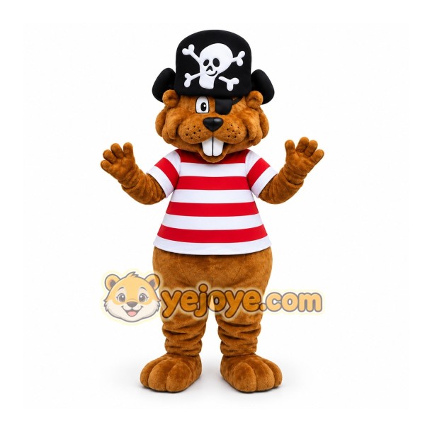 Brown Beaver Pirate Mascot Costume for Children's Events
