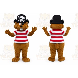 Brown Beaver Pirate Mascot Costume for Children's Events