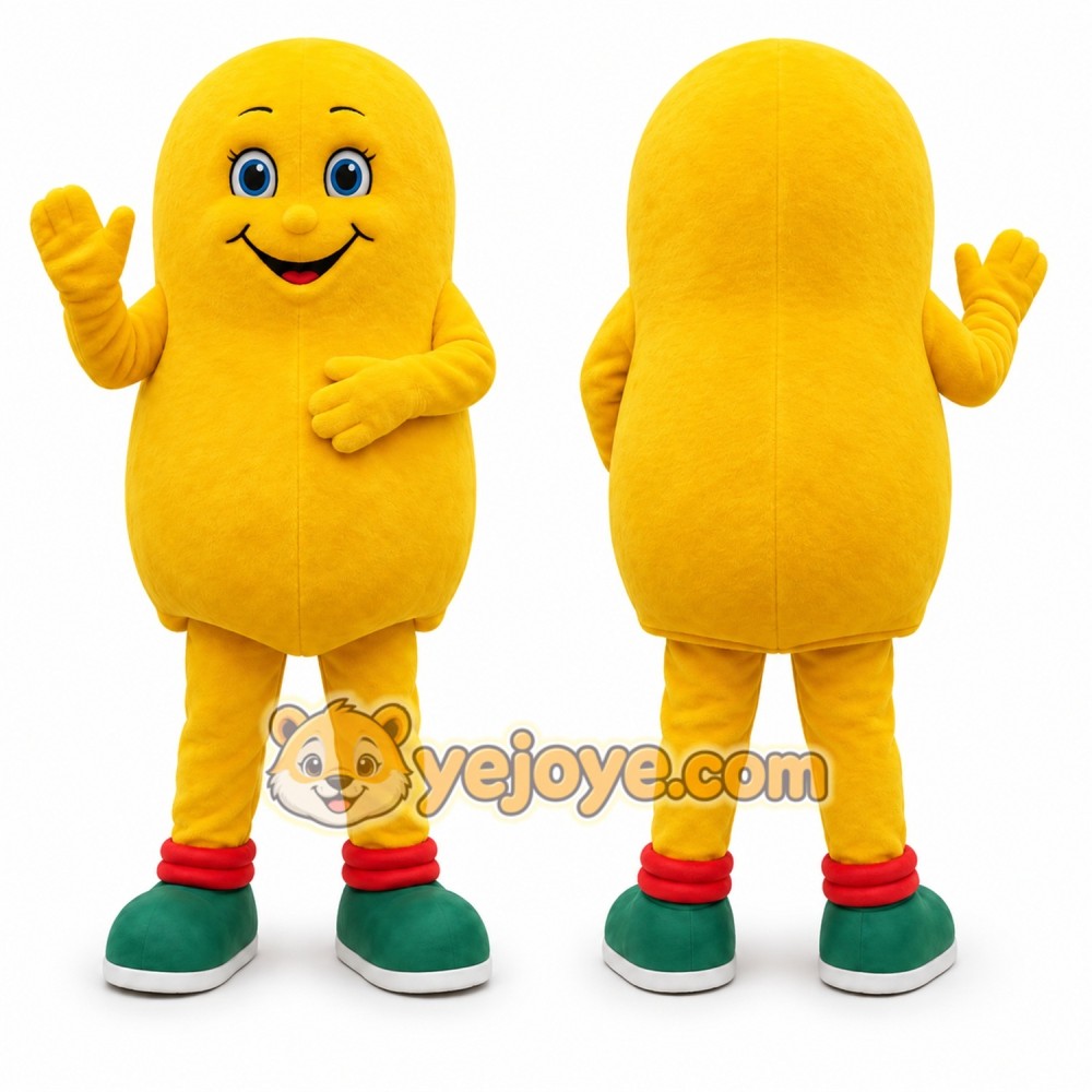 Yellow Peanut Mascot Costume for Events and Promotions Yellow Peanut Mascot Costume for Events and Promotions