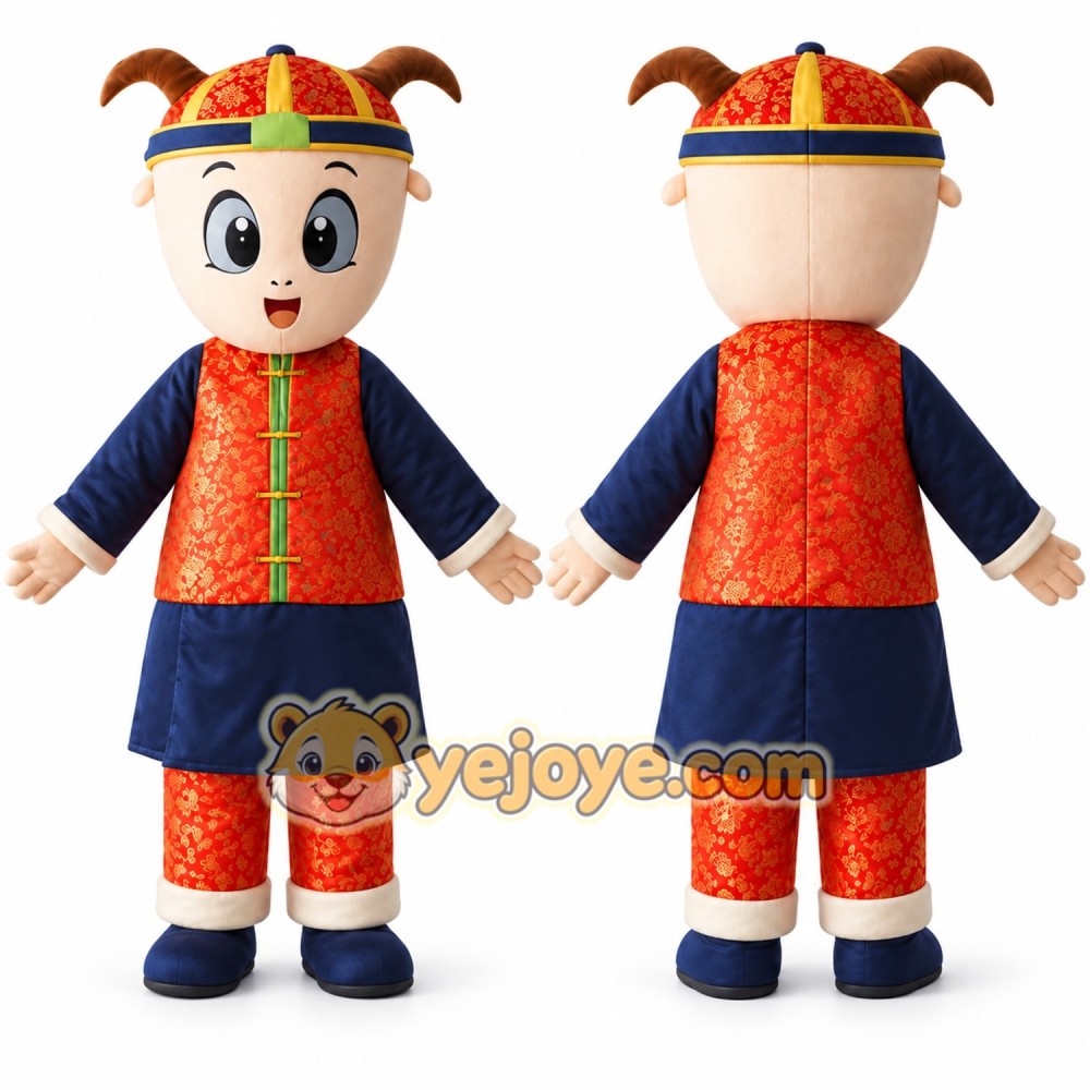 Orange Child In Traditional Costume Mascot Costume for Events and Promotions