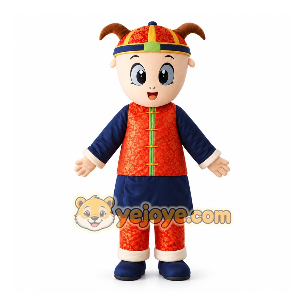 Orange Child In Traditional Costume Mascot Costume for Events and Promotions