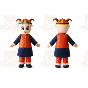 Orange Child In Traditional Costume Mascot Costume for Events and Promotions