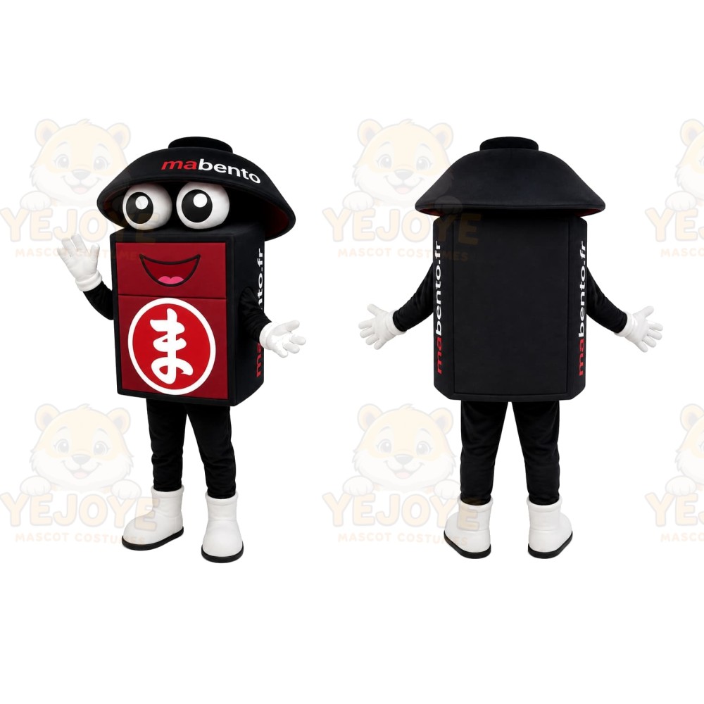 Black Bento Box Mascot Costume for Restaurant Promotions