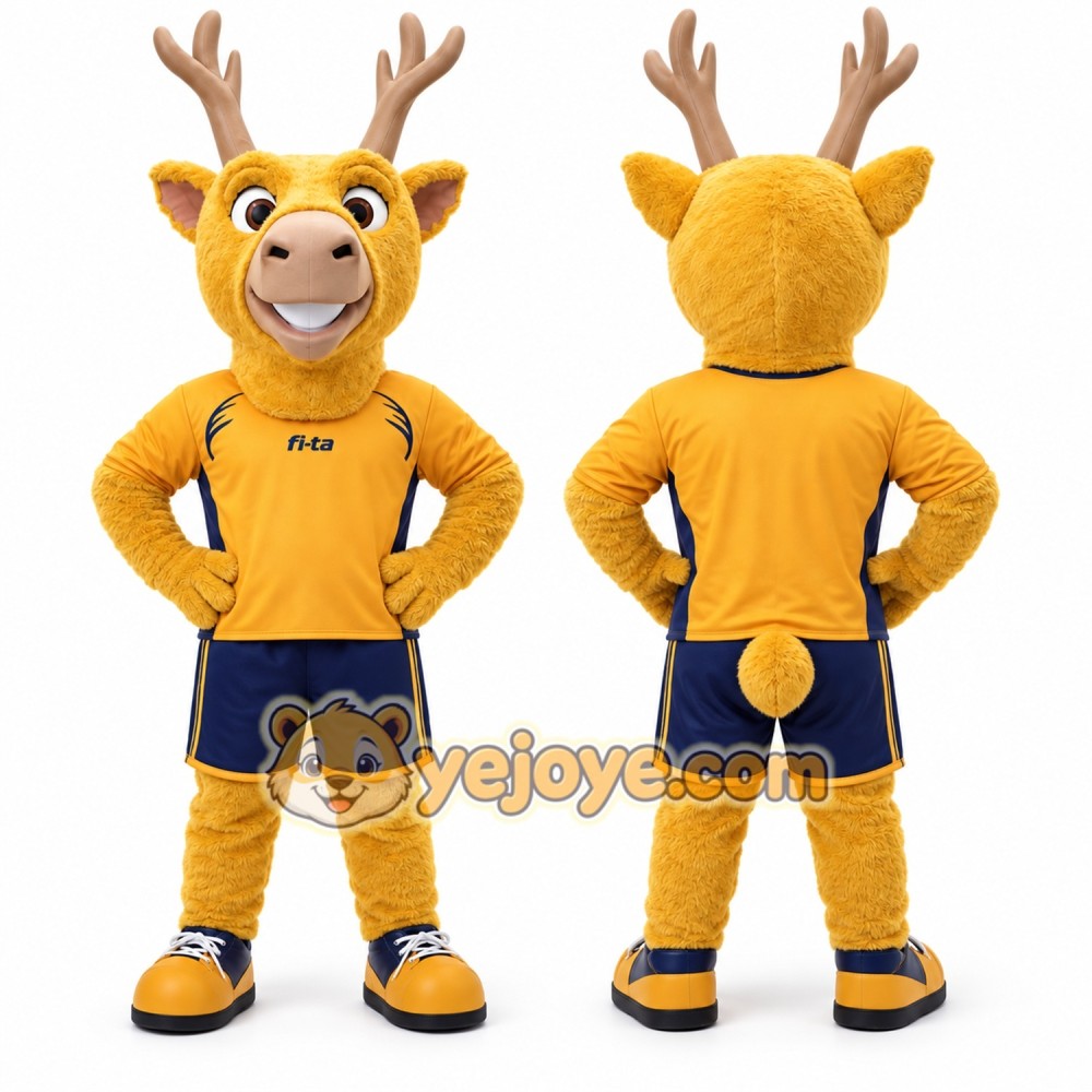 Yellow Deer Mascot Costume for Sports Events Yellow Deer Mascot Costume for Sports Events