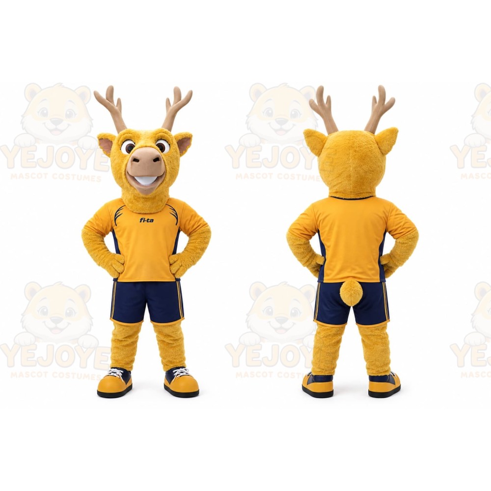 Yellow Deer Mascot Costume for Sports Events