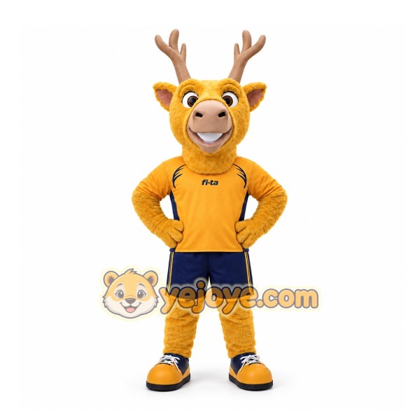 Yellow Deer Mascot Costume for Sports Events