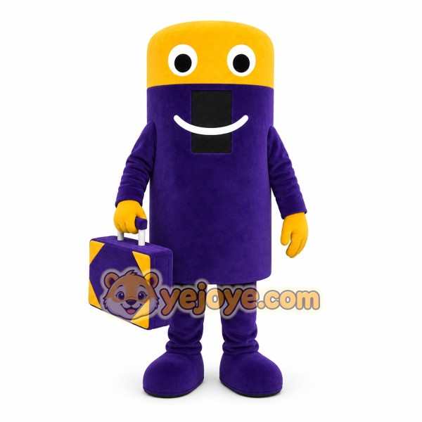 Purple Travel Suitcase Mascot Costume for Events and Promotions